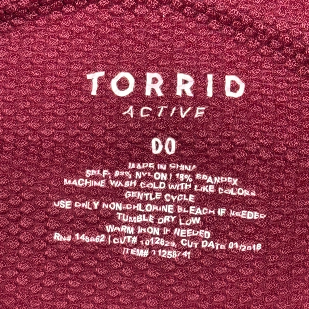 Torrid Active Hoodie Womens 00 Red Waffle Knit Full Zip Sweatshirt Active Gym - Picture 3 of 9